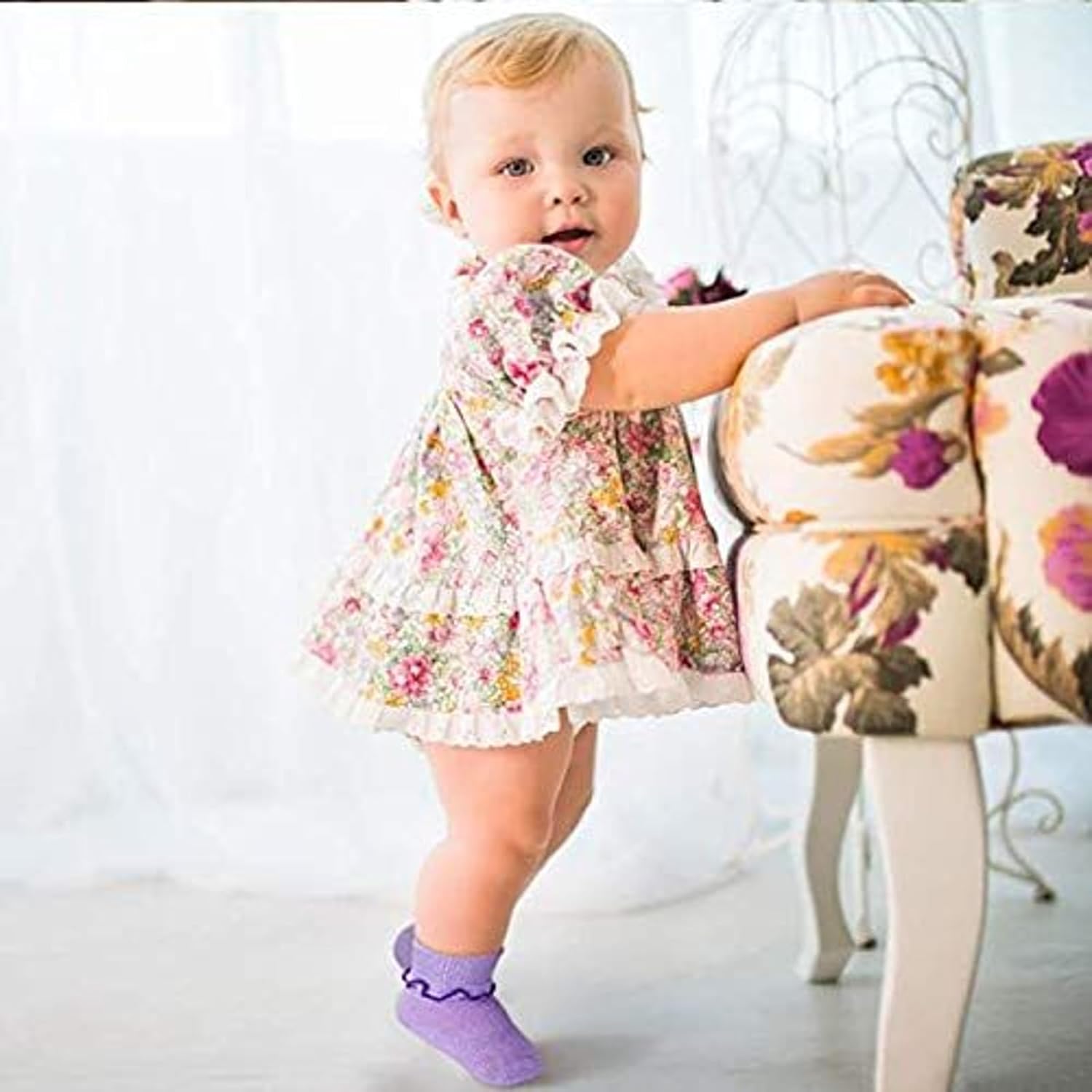 CozyWay Baby Ruffle Socks Baby Girl Turn Cuff Ankle Comfy Cotton Socks Infant - 6 Pack - Image 2