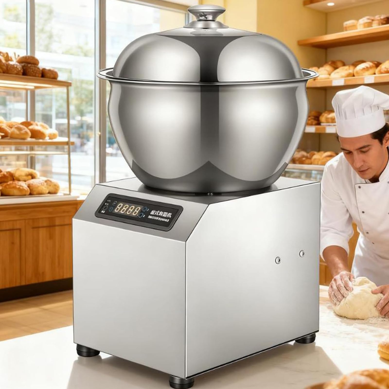 SENJINGHUA Commercial Spiral Dough Mixer Machine 5KG/8KG,1800W Electric Dough Maker with Stainless Steel Bowl, Heavy-Duty Spiral Kneading Machine with Dual Rotation for Flour Bread Pizza Dough 5kg