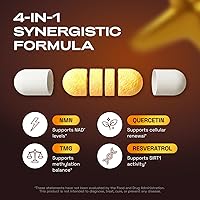Vista 3 de Suplemento NMN de 1000 mg - Suplemento NAD 4 en 1 con quercetina TMG Resveratrol - Alternativa NMNH - Apoya la energía celular y los niveles