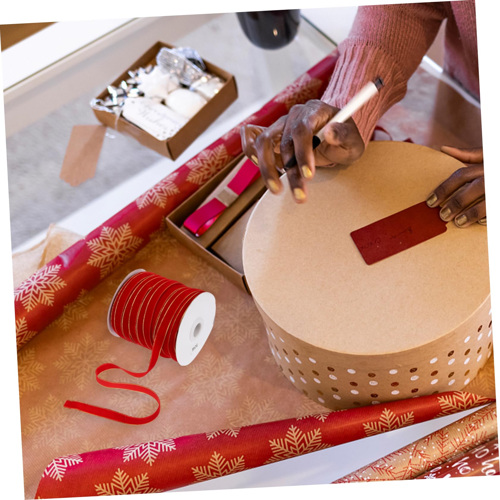 SEWACC 5rollen Velours Geschenkband Yards Für Weihnachtsdekoration Basteln Geschenkverpackung Und Schleifen Robustes Material Für Kreative Diy-projekte Und Festliche Anlässe