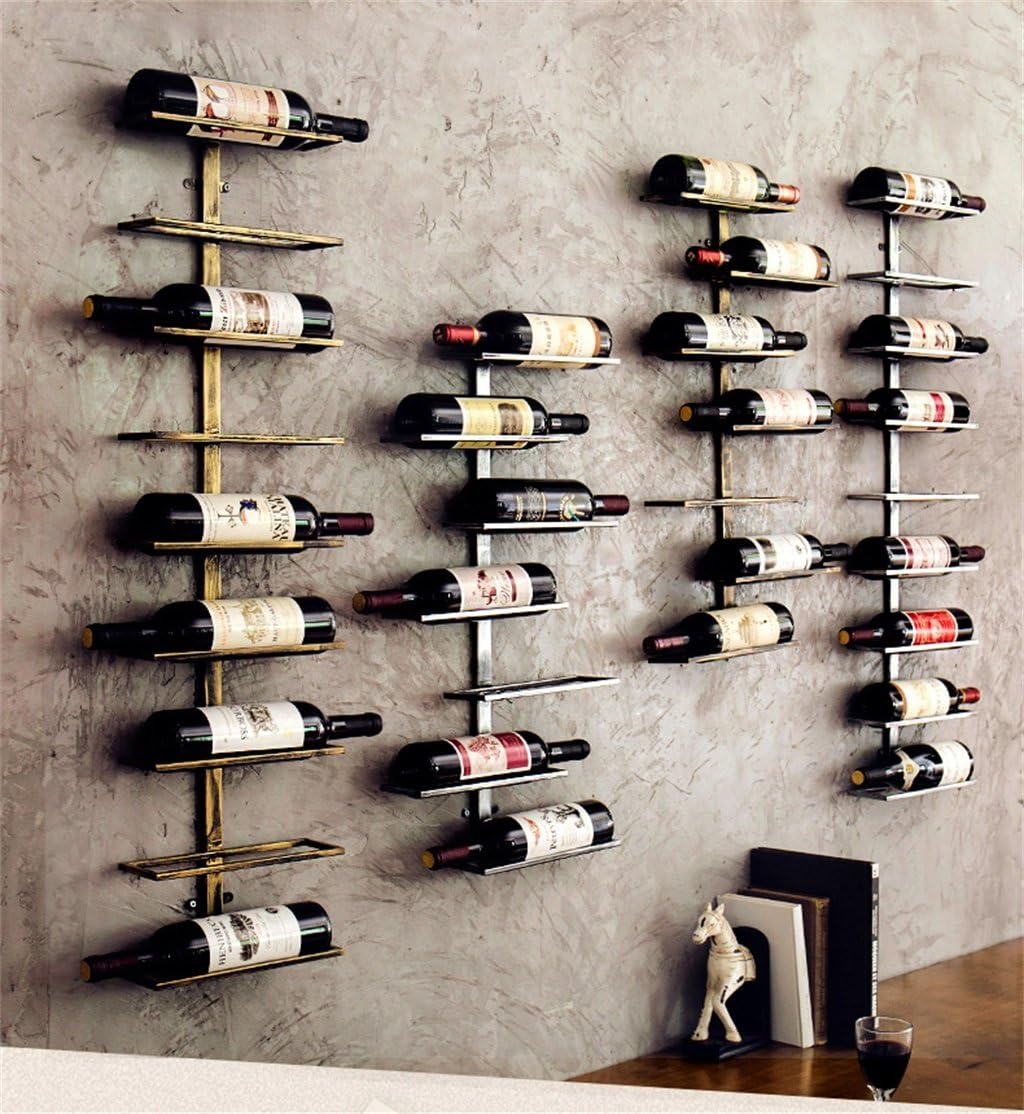 Holds 9 Bottlesall-Mounted Racks, Hanging Bottle Holder Creative Barall Decoration Display Application 27x9x98.5cm (Color : Silver)