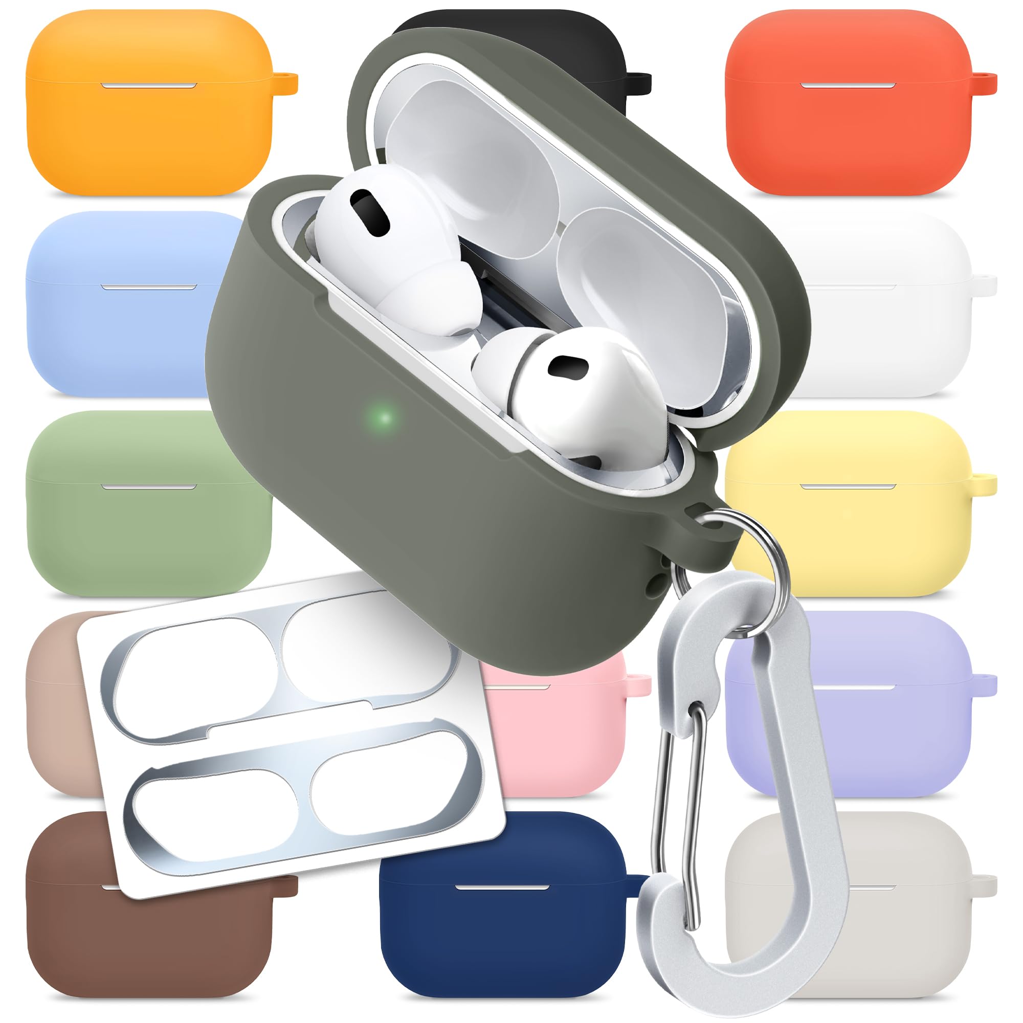 [3 in 1] AirPods Pro 3 Silicone Case + Anti-Lost Carabiner + Dust Guard Metal Film, Protective Cover with Keychain for Apple AirPods Pro3 (2025) — view 26