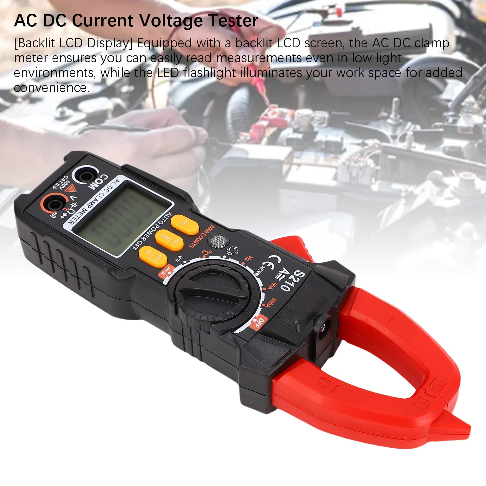Fyearfly Pinza Amperometrica Digitale 600 V, Pinza Amperometrica Digitale 6000 Conteggi Multimetro A Portata Automatica 600 V 600 A AC DC Tester di Diodi Condensatori di Tensione di