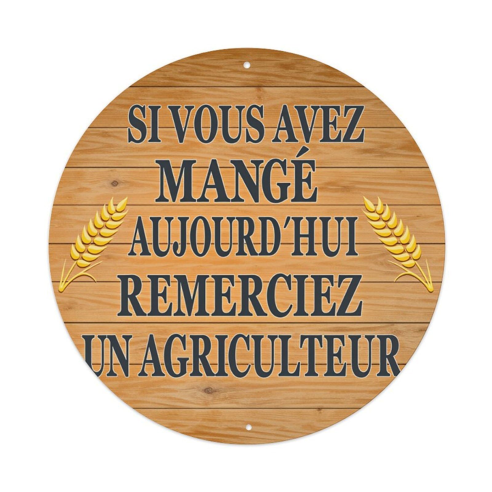 Wooden Style Background Wheat Stalks Text Message Round Tin Sign Vintage Metal Poster Retro Bar, Home, Man Cave, Kitchen, Laundry Room Wall Art Decor Gift 8x8Inch