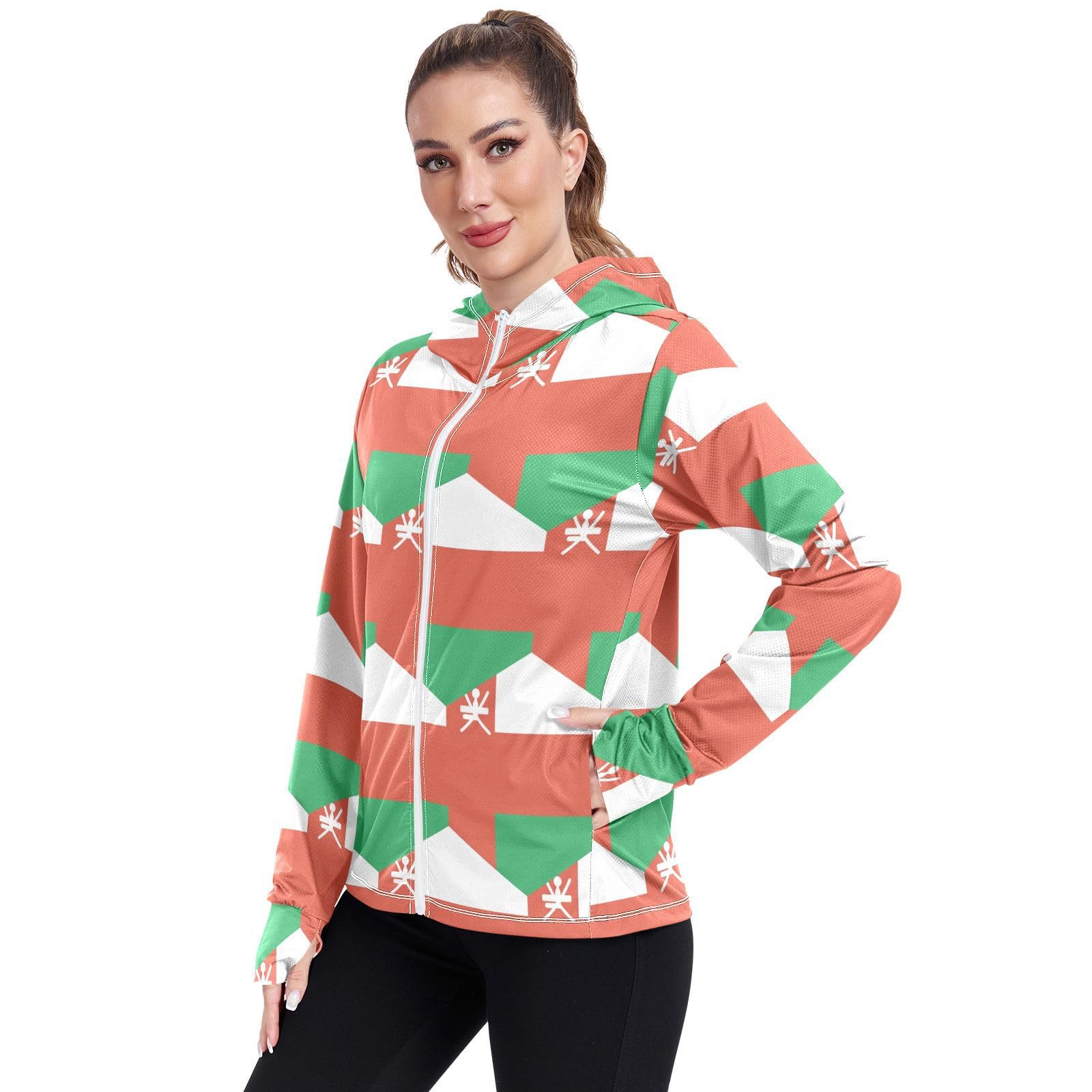 Vnurnrn Oman Flag Women's UPF 50+ Sun Protection Hoodie Jacket Lightweight Long Sleeve Sun Shirt with Pocket