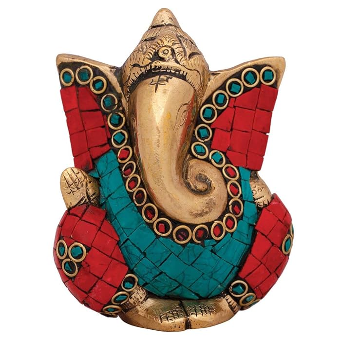 Buy Brass Antique Ganesha Statue for Home Decor Small Living Room