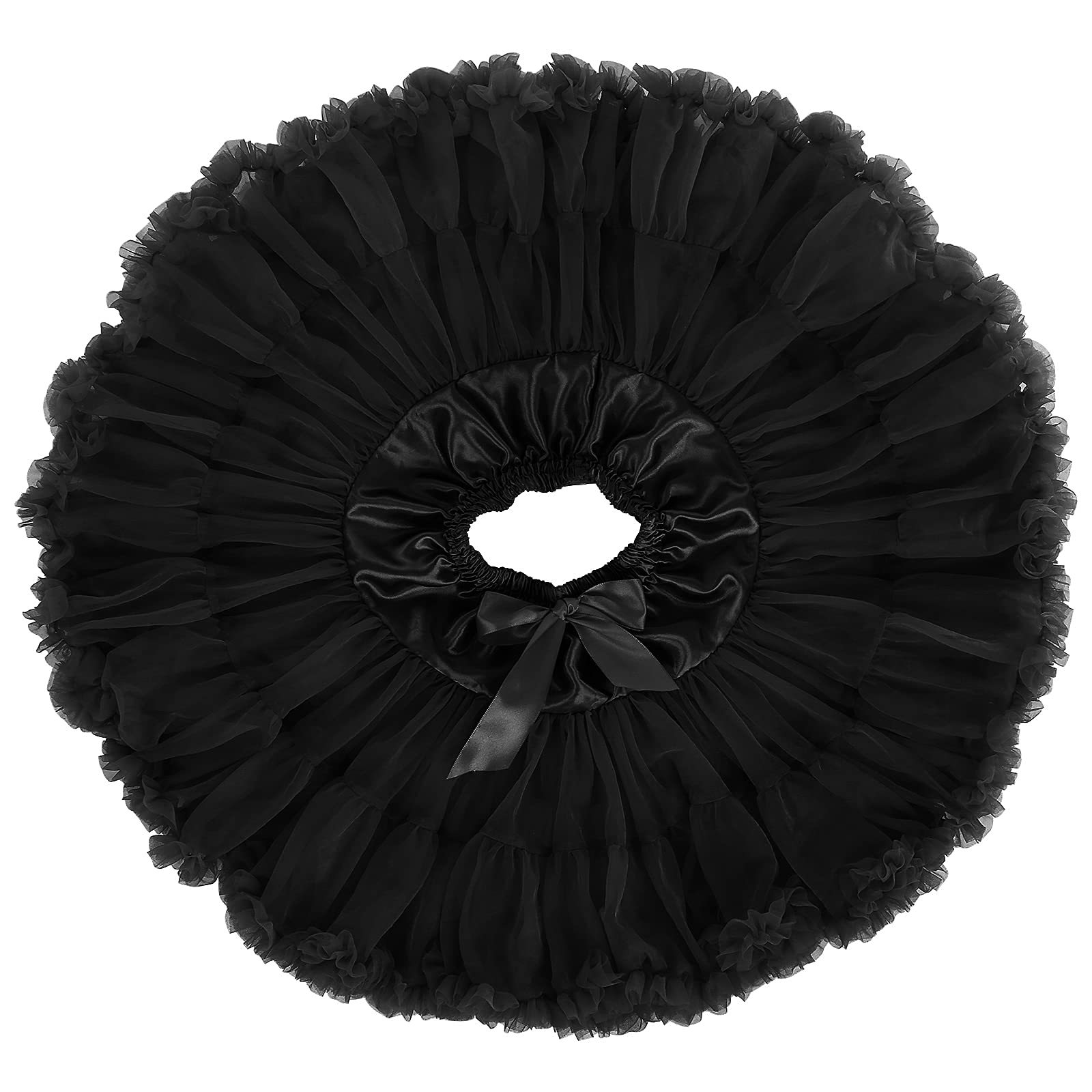 Falda de tutú para niña, falda de ballet mullida, Negro, Large