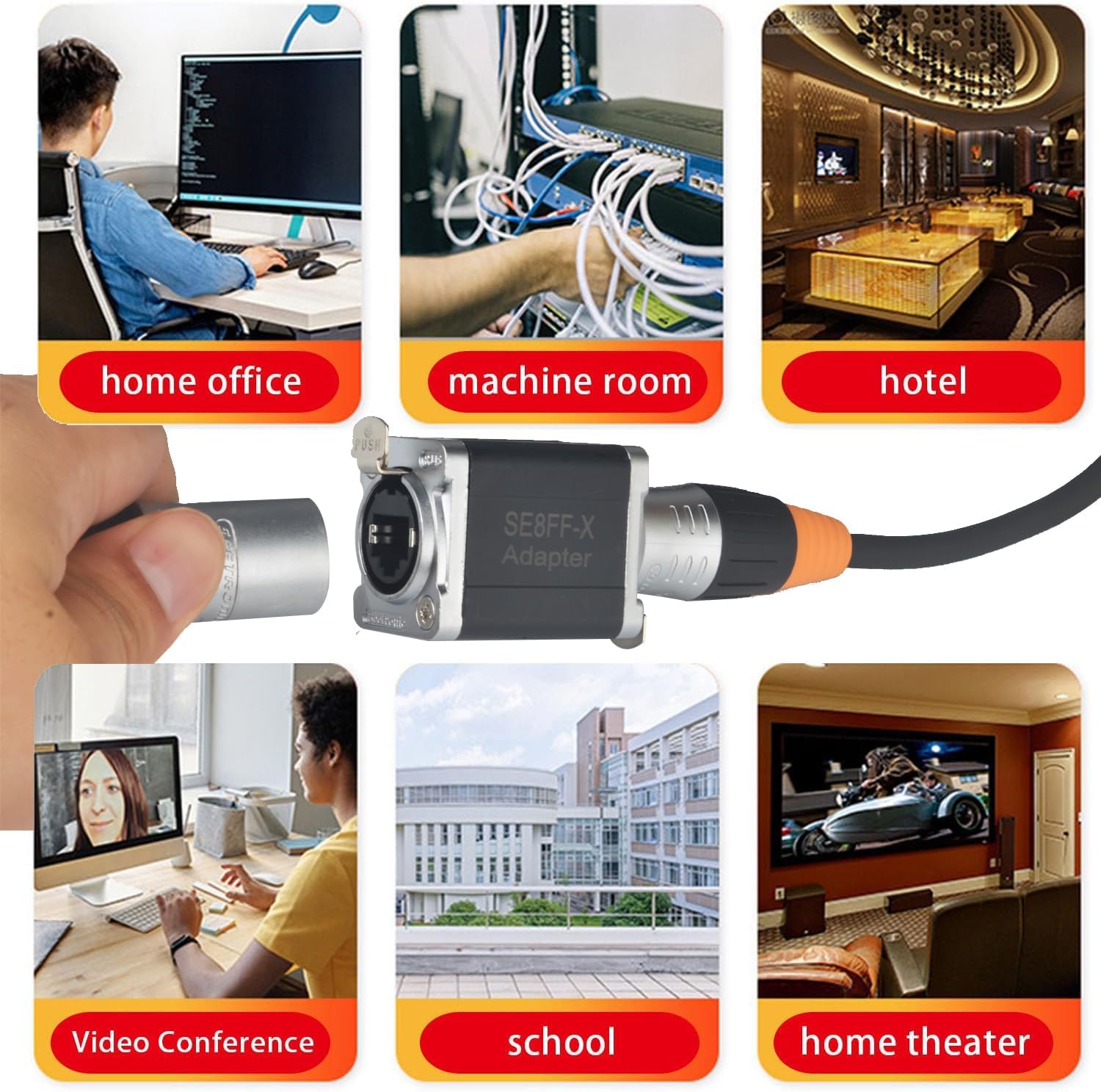 Tactical Ethernet Coupler, Black - Ethernet Cable Connector for Linking Cables CAT5/6 RJ45