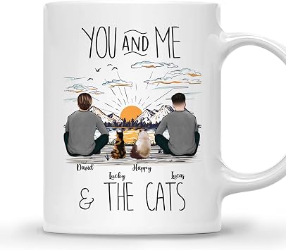 Gossby Personalized Cat Dad Mug - Sunset Coffee Cup Gift for Him & Cats | Personalized Cat Dad Coffee Mug, Birthday Gift For Him, Sunset Cat Owner Mug For Men, Fathers Day Coffee, Gift For Couple