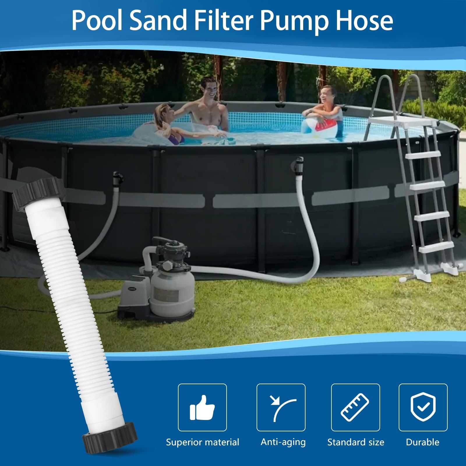 Tuyau de Pompe de Filtre à Sable de Piscine,tuyaux de piscine de 38 mm,tu yau d'interconnexion pour Intex,Tuyau de jonction pour filtration pour Piscines Hors Sol,Tu yaux pour Pompe Filtratio