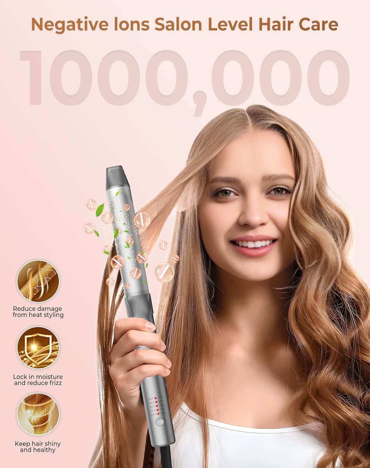 Ukliss Rotating Curling Iron, Hair Curler Automatic Rotating, 30s Rapid Heating Automatic Curling Iron, Dual Voltage 110-240V, Time Saving Self Curling Hair Curler for Short Long Hair