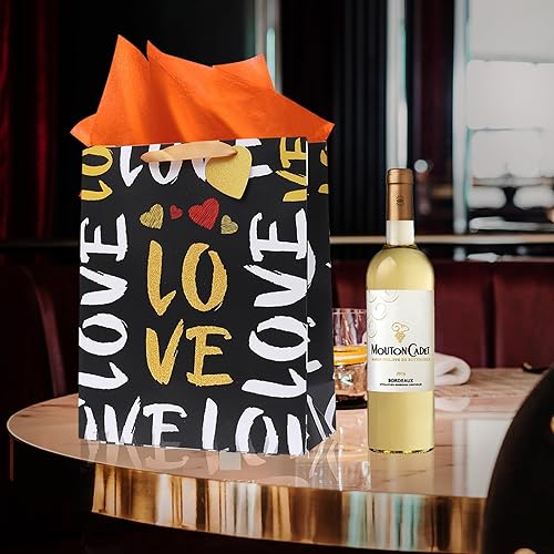 Miniatura 3 de LWBDD Bolsa de regalo de amor blanca de 2 piezas para el día de San Valentín, día de la madre y fiesta de cumpleaños del día del padre (mezcla de