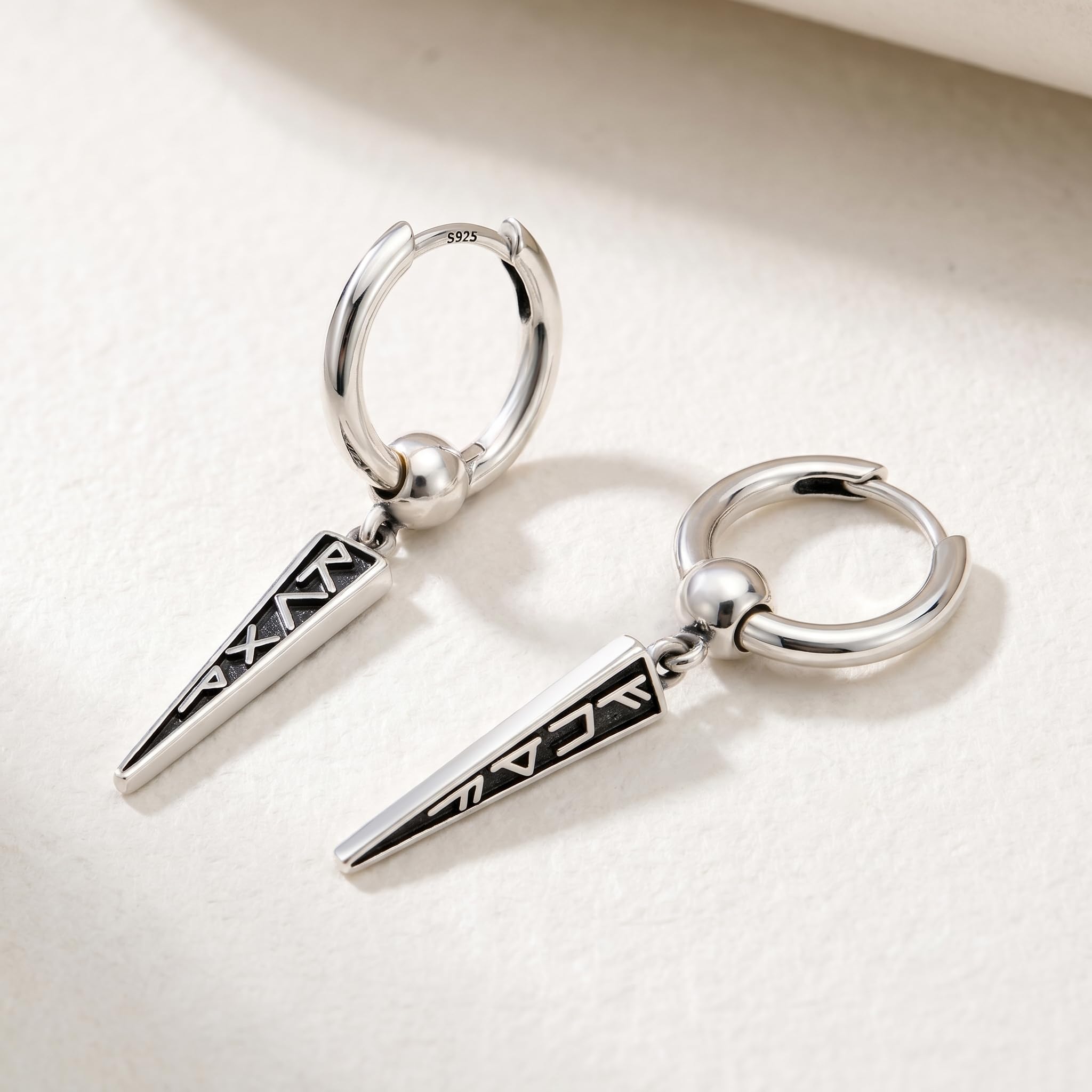 Spike Ohrringe 925 Sterling Silber Wikinger/Keltischer Knoten Creolen Ohrringe Spike Schmuck Geschenke für Damen Herren