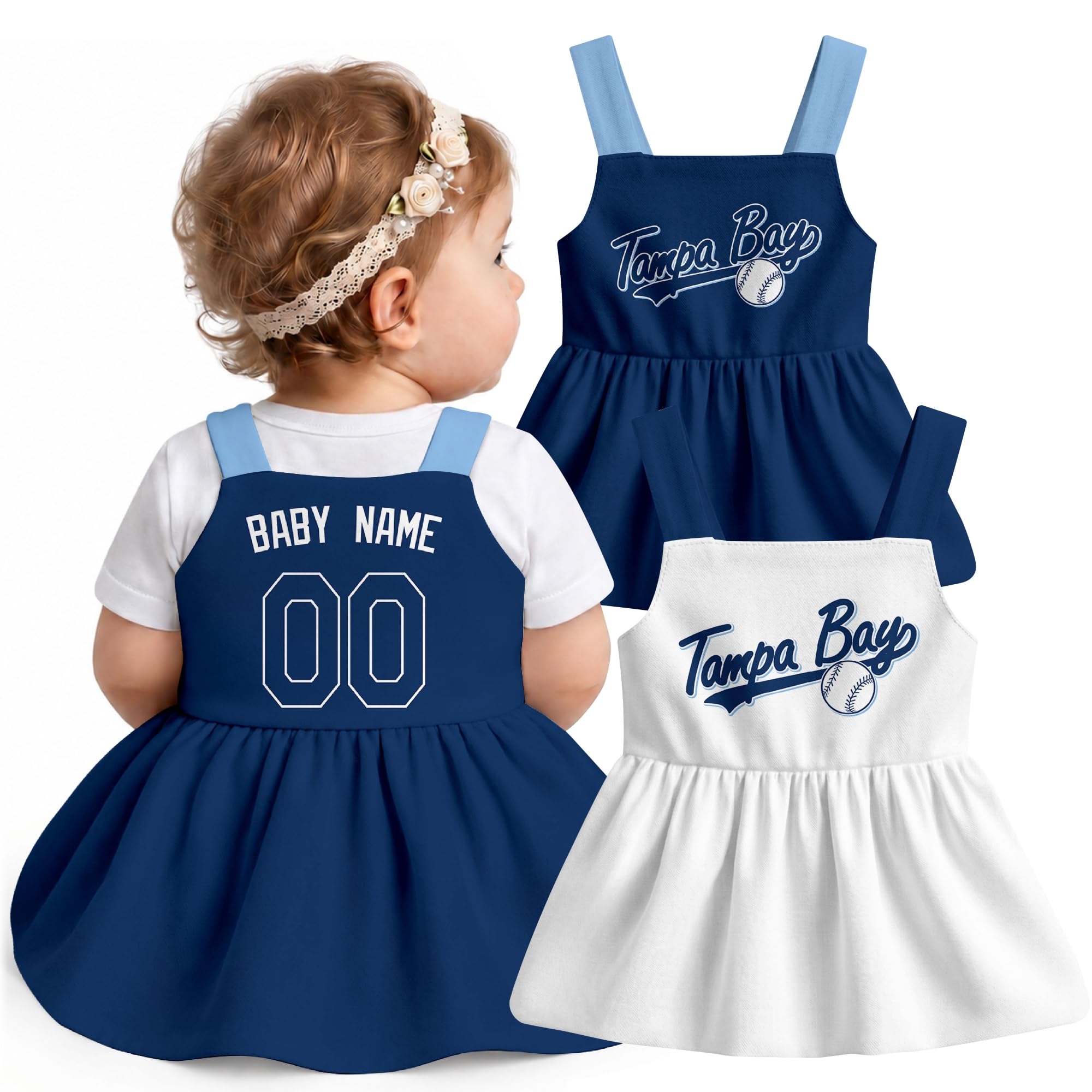 KREDE Baby Girl Clothes Custom Baby Strap Dress with Number Name for Baby Girl Gifts