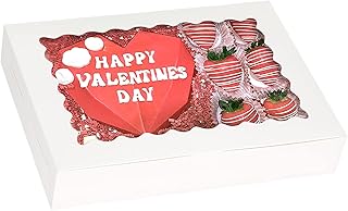 TOMNK 30pcs Cookie Boxes 14x10x2.5 Inch Large Dessert Bakery Boxes with Window White Treat Boxes for Pies Chocolate Strawberries Muffins Donuts Pastry Dessert and Party Favor