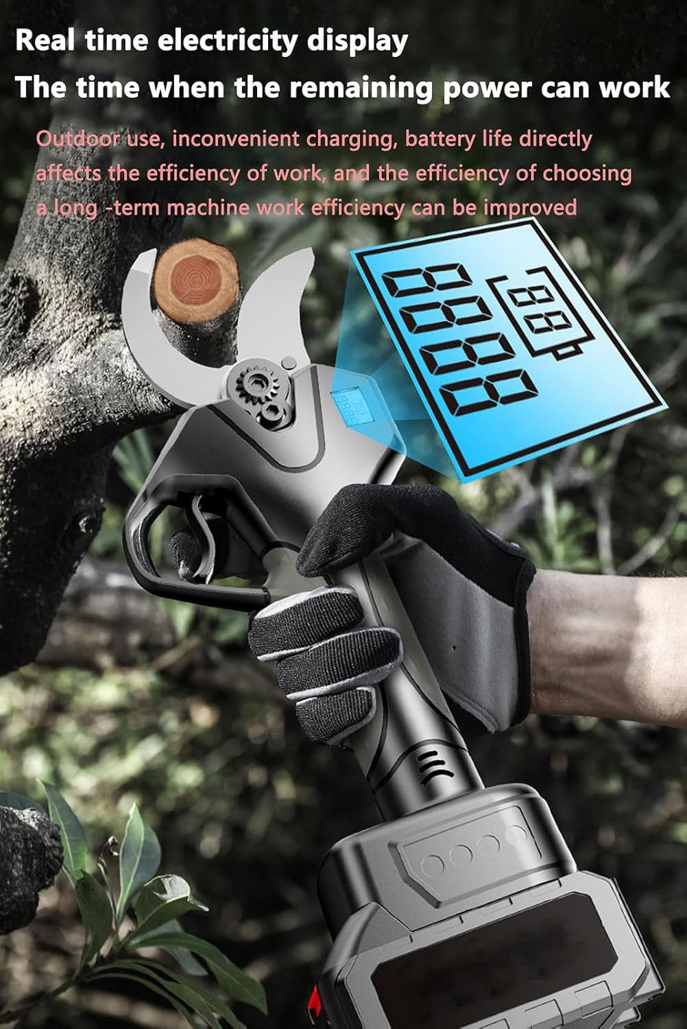 Tijeras de podar eléctricas Profesionales, Podadora inalámbrica con pértiga Extensible, Diámetro de Corte de 50 mm, para poda de árboles frutales, viñedos y jardinería