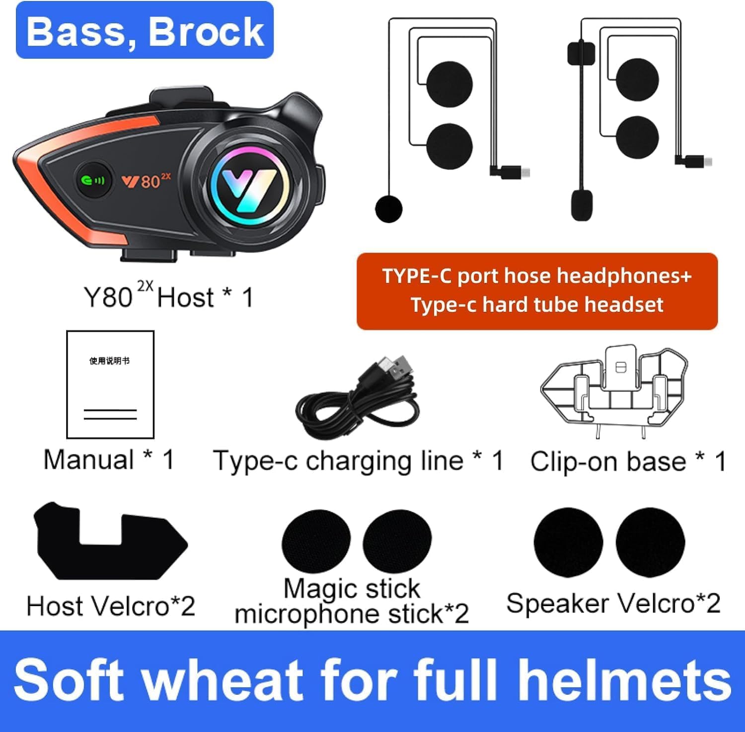 Cuffie Bluetooth per moto, 500 m, 2 Riders Bluetooth Helmet Intercom con altoparlanti CVC Noise Sound Quality Speakers Communication Systems Motorcycle Riding/Snowmobile/Cycling/Sports (2 pezzi)