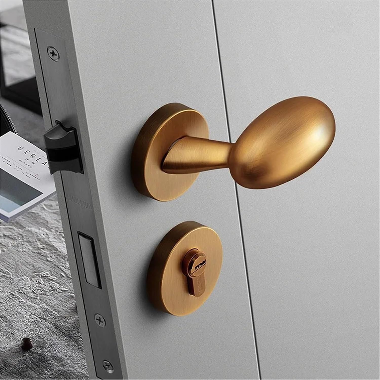 Silent Door Lock Bedroom Door Lock Home Bathroom Door Lock Universal Lock Magnetic Suction Silent Door Lock Mechanical Door Lock 1Pcs