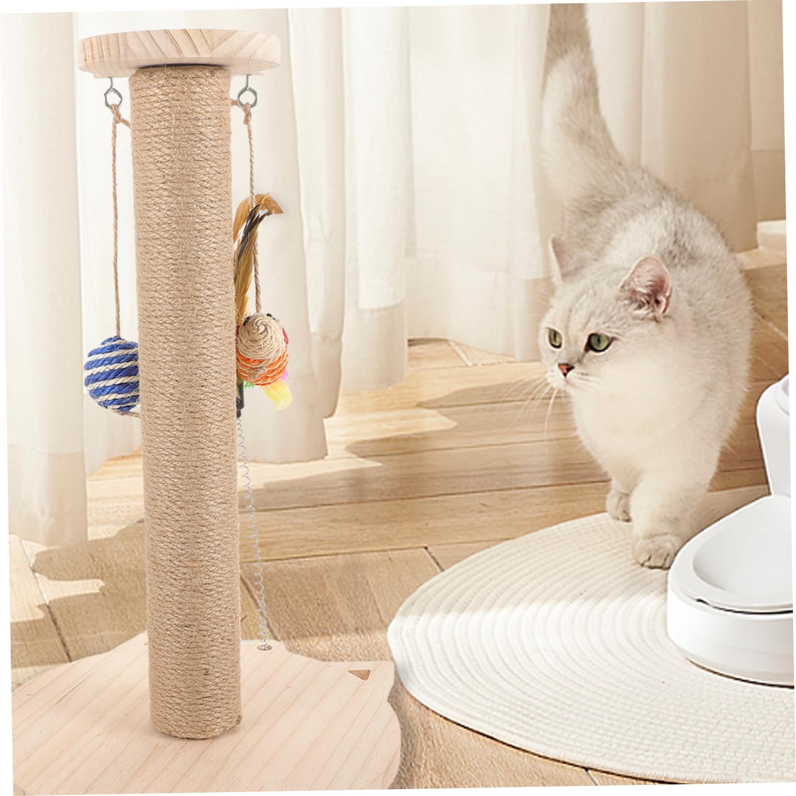 FRCOLOR De Gato Vertical De Natural De Casa para Gatos Juguete Interactivo con Teaser Diseño Seguro y Cómodo De Limpiar y Mantener