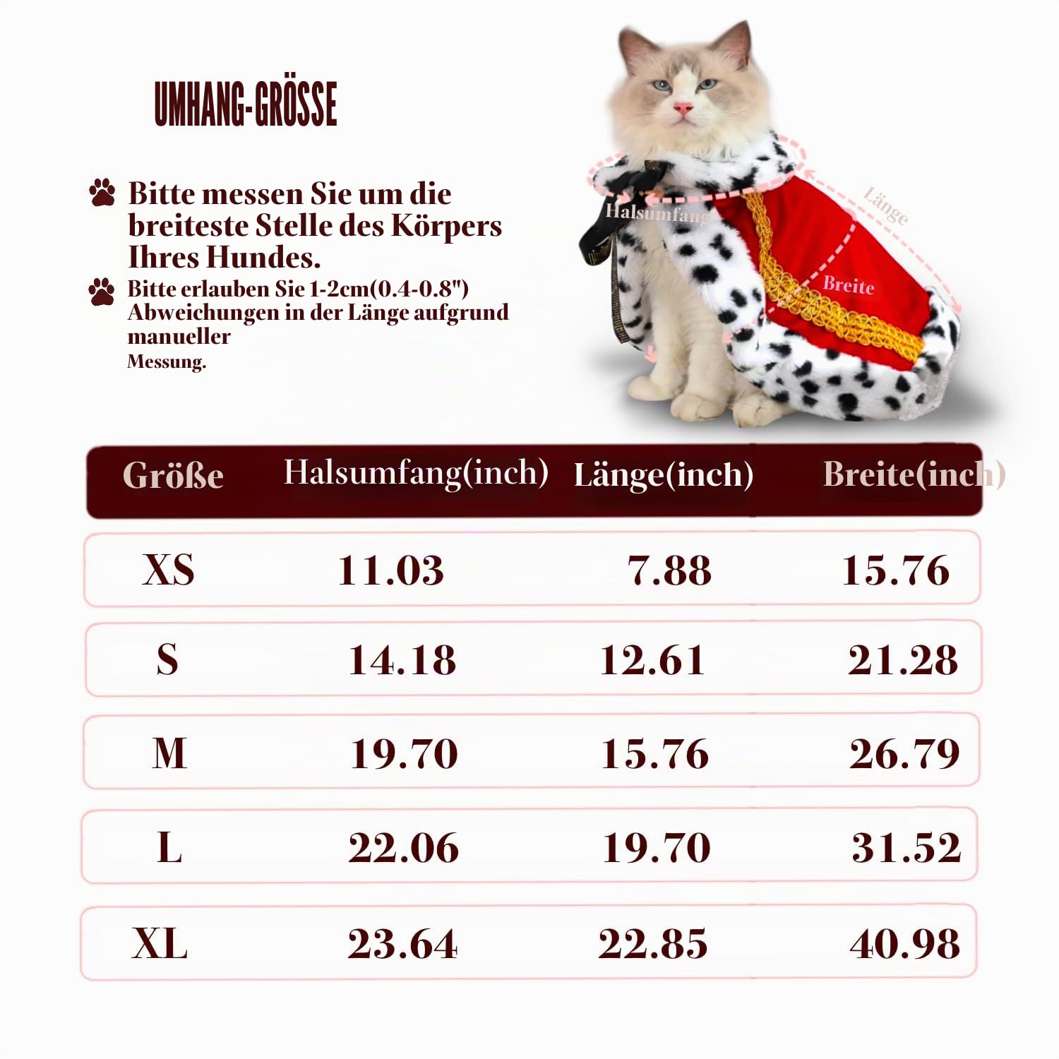 Lovelyshop Pet Serial Lux Mantel für Katzen und Hunde, für Halloween-Kostüme, König, Königin, Prinz und Prinzessin, Cosplay-S Rot