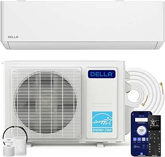 DELLA Hyper Heat Lower as -13°F 23,000 BTU Mini Split,Work with Alexa and WiFi,Energy Star 230V 23 SEER2,Cools Up to 1,500 Sq. Ft,Inverter AC with 1.9 Ton Pre-Charged Heat Pump & 16.4ft Kits