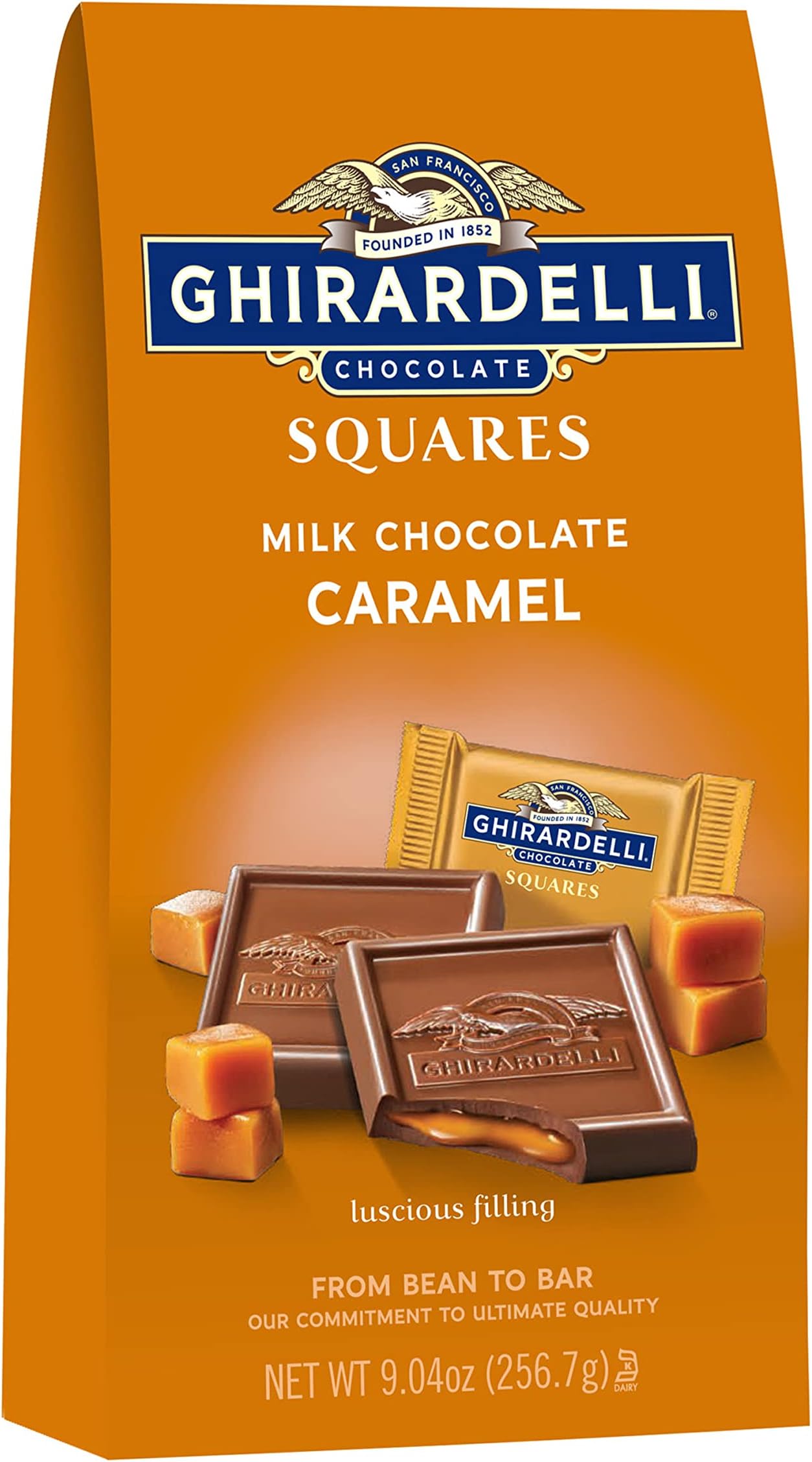 Milk Chocolate Squares with Caramel Filling, 9.04 OZ Bag