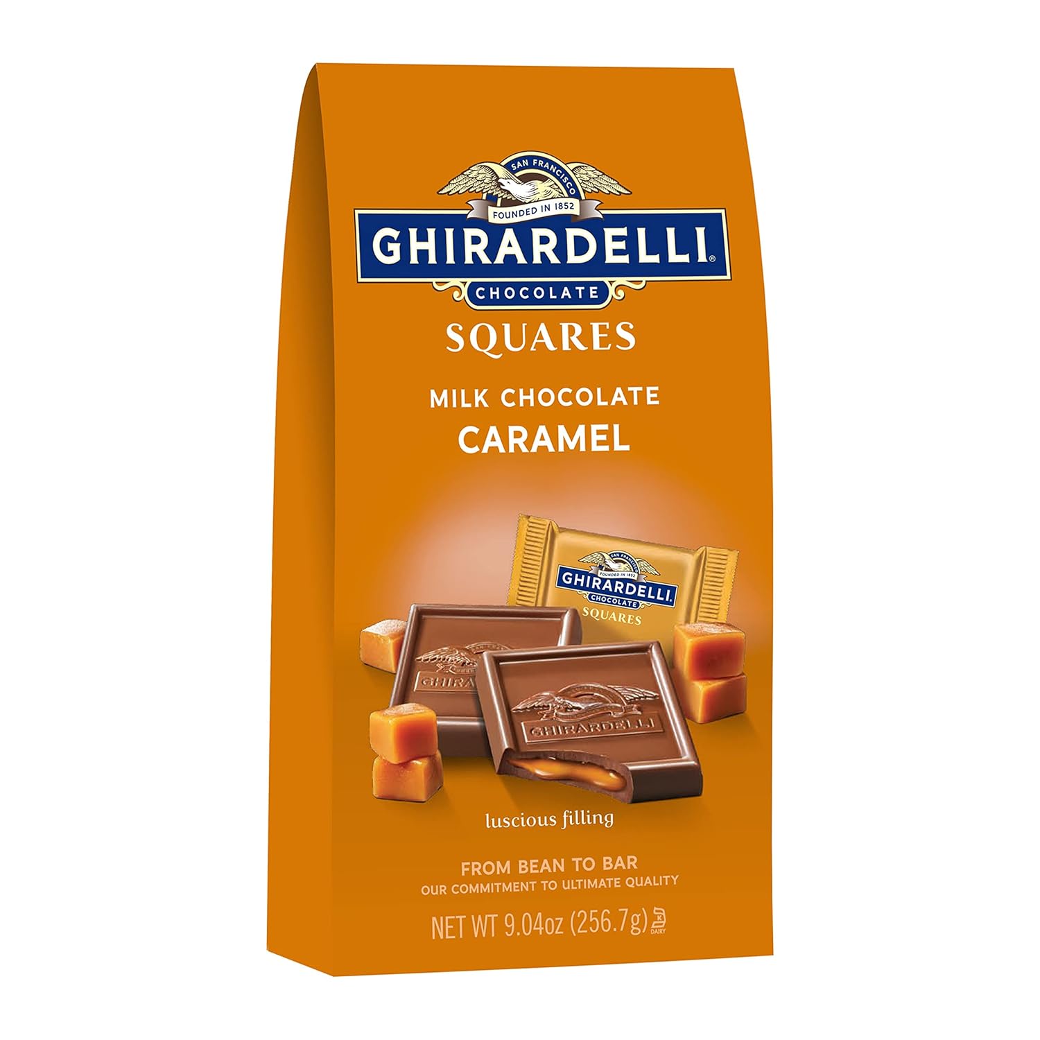 GHIRARDELLI Milk Chocolate Squares with Caramel Filling, 9