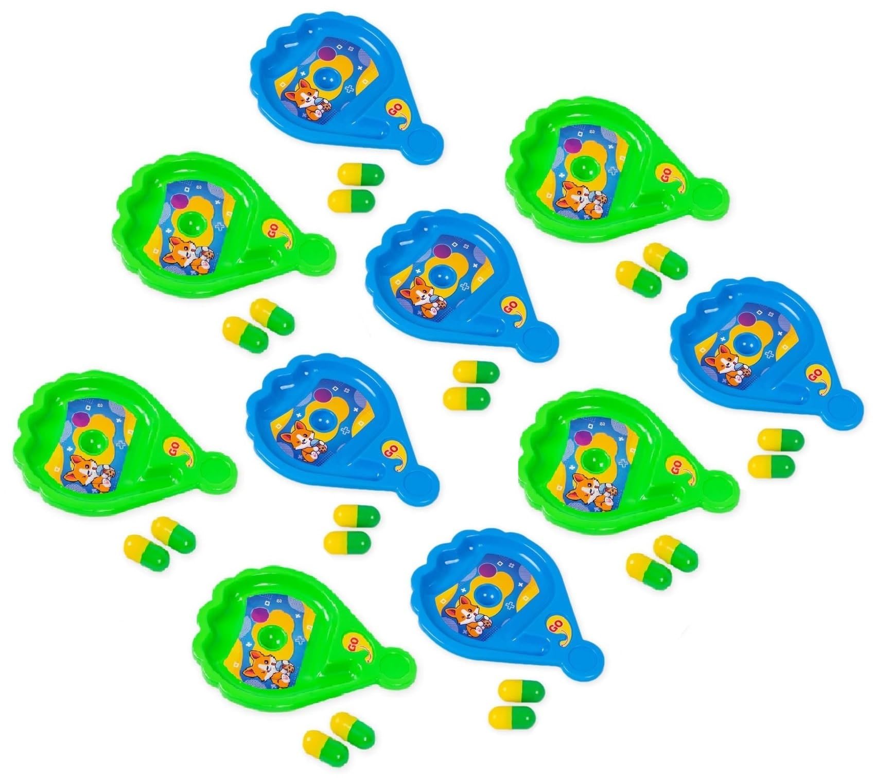 Laxmi Collection 10 PCS Magic Jumping Bean Capsule Fumble Tumble Fun Toy Birthday Return Gift for Kids Boys Girls in Bulk Multi-Color (Pack of 10)