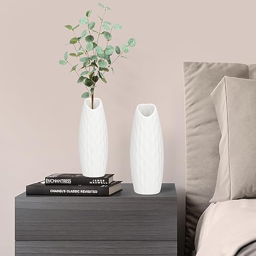 Miniatura 6 de Moderno juego de jarrones de cerámica, blanco, 3 piezas, centro de mesa para mesa, dormitorio, cocina, oficina, decoración