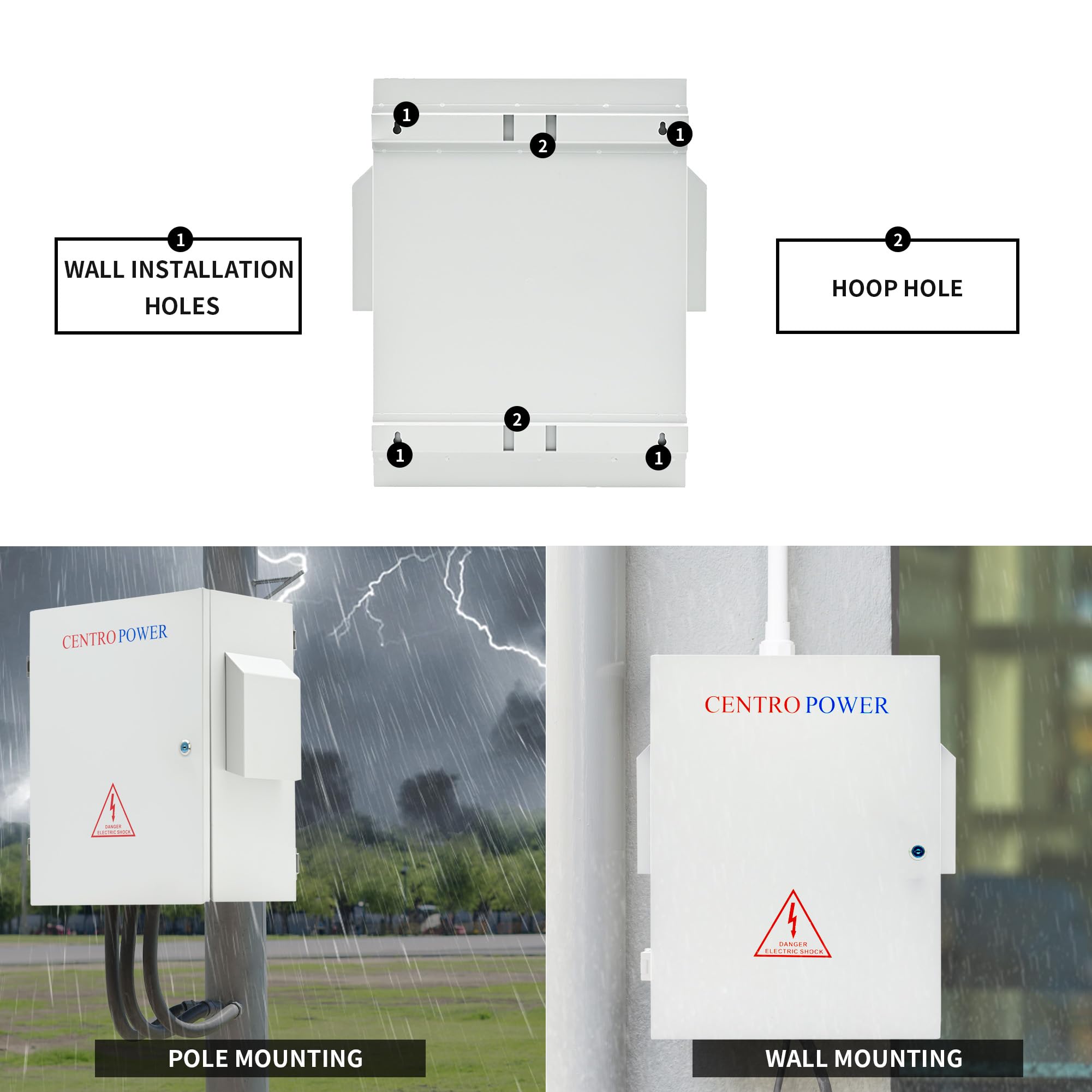 NEMA - Recinto eléctrico para exteriores, acero laminado en frío resistente, IP65 impermeable, con placa de montaje extraíble, perfecto para instalaciones de proyectos de bricolaje, montaje en pared o