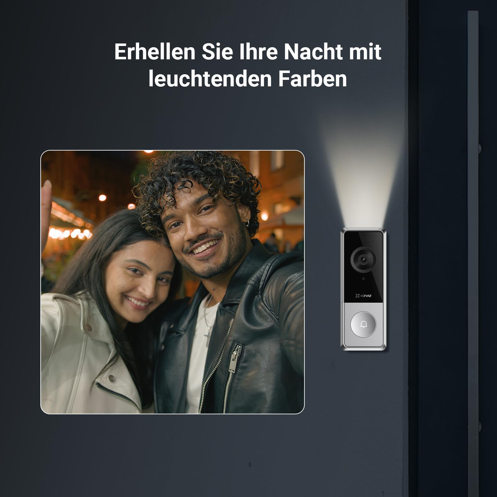 EZVIZ CP8 WLAN Video Türklingel Kabellos mit 3K 5MP Kamera, 9600mAh Herausnehmbarem Akku, Wi-Fi 6, Farbnachtsicht, 162° Weitwinkel, Personenerkennung, Chime, 2-Wege-Audio, Alexa & Google Assistant