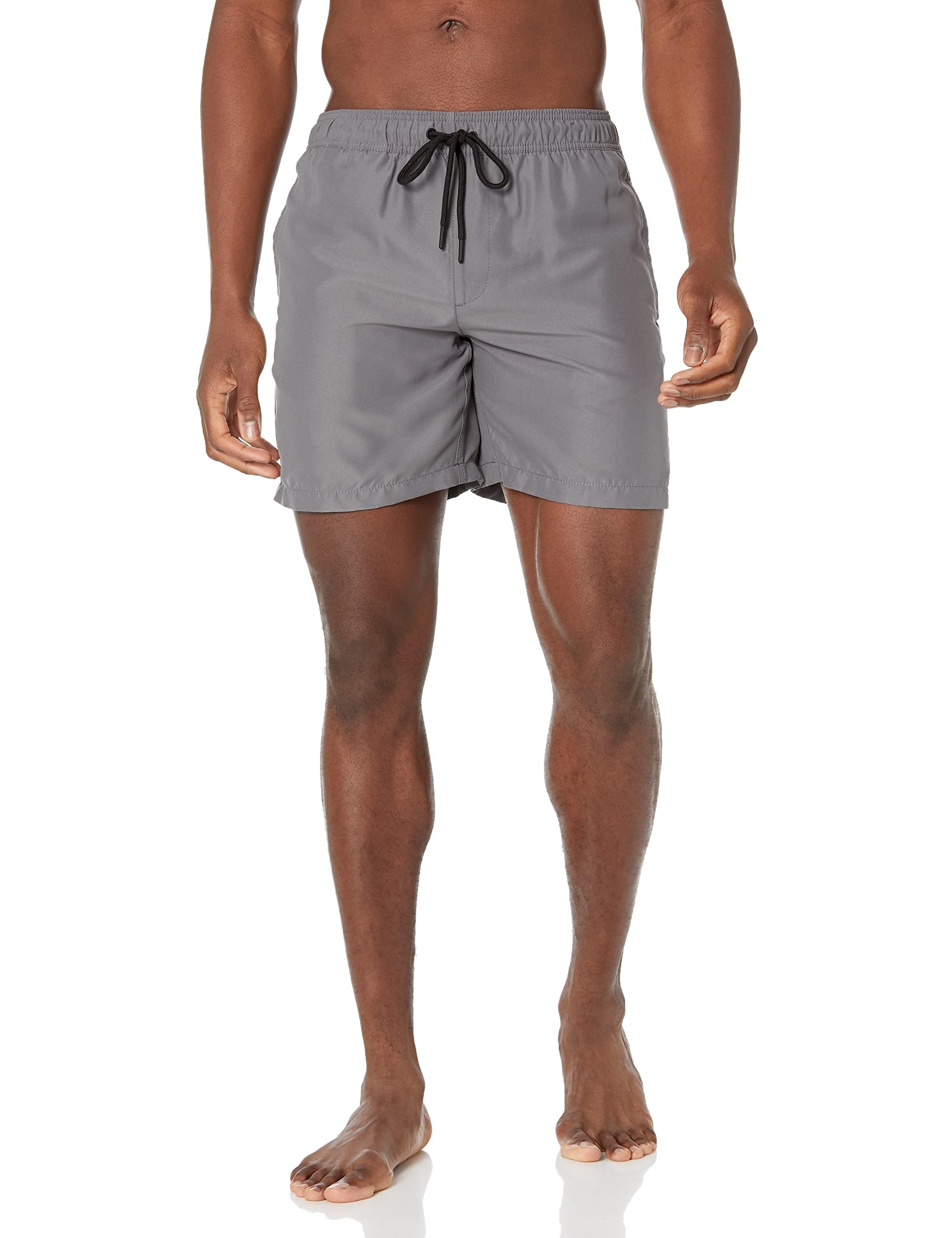 Amazon Essentials Men's Swimming Trunks with Mesh Lining, Pockets, Drawstring Closure, Charcoal, XXL