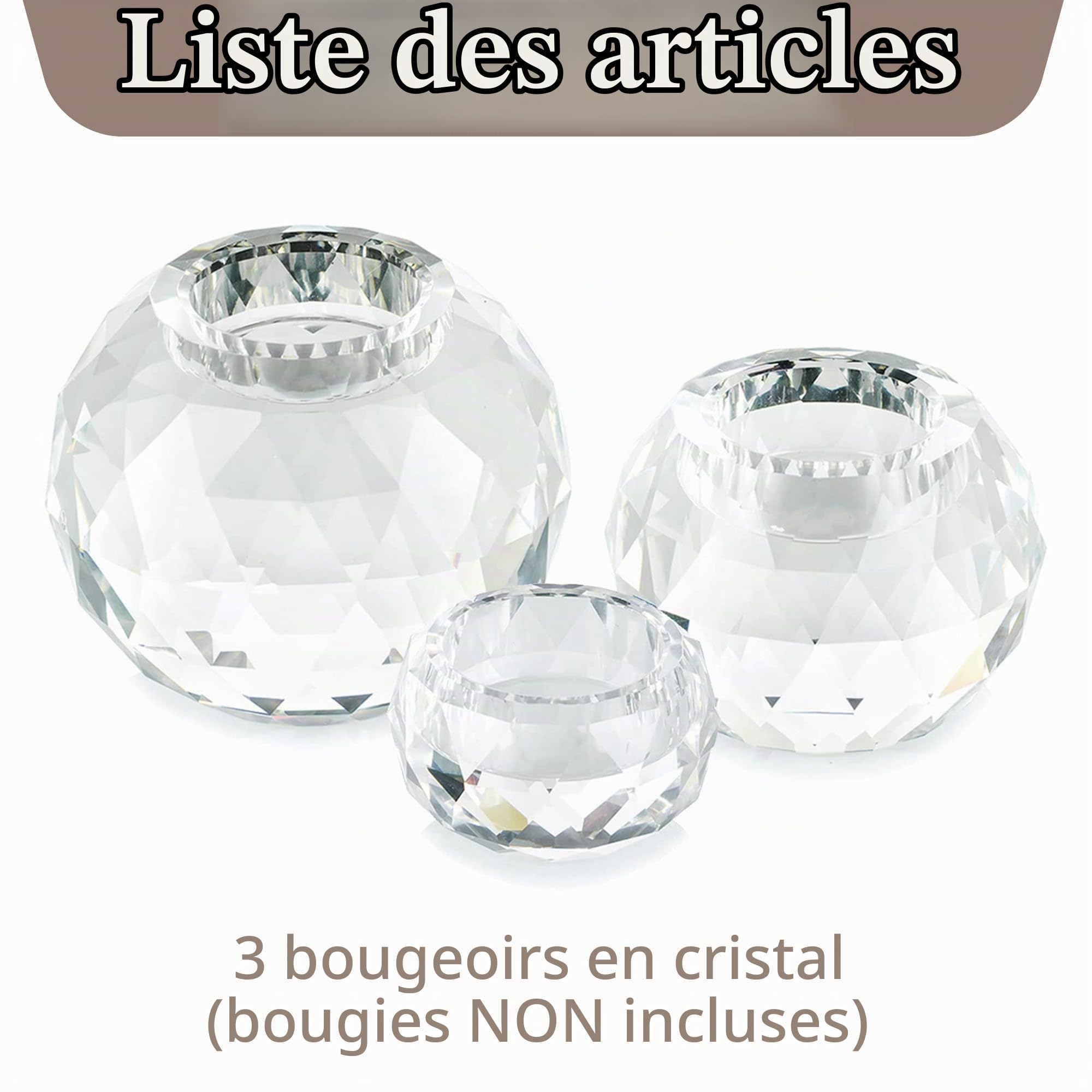 Sziqiqi Bougeoir Boule de Cristal Lot de 3, Supports pour Bougies Chauffe-Plat en Verre Transparent Chandelier pour Décoration de Chambre de Table à Dîner Mariage Cadeau Fête Méditation
