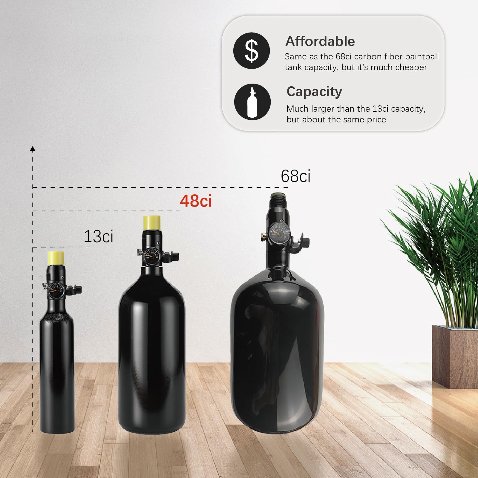 DOT 48ci/3000psi Aluminum Paintball Tank Paintball air Tank hpa