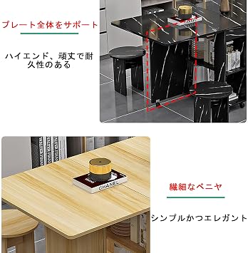 Dining Table, Foldable, Dining Table Set, Folding Table, Chair Set, Rolling Folding Dining Table Set, Extendable, Folding Table with Drawers Storage, Dining Table Storage, Set for 2-4 People, Small