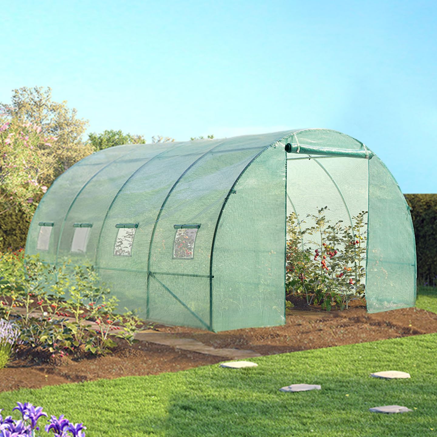 IDMarket - Serre Tunnel de Jardin 12M² Verte Gamme maraîchère Zebra 4x3M