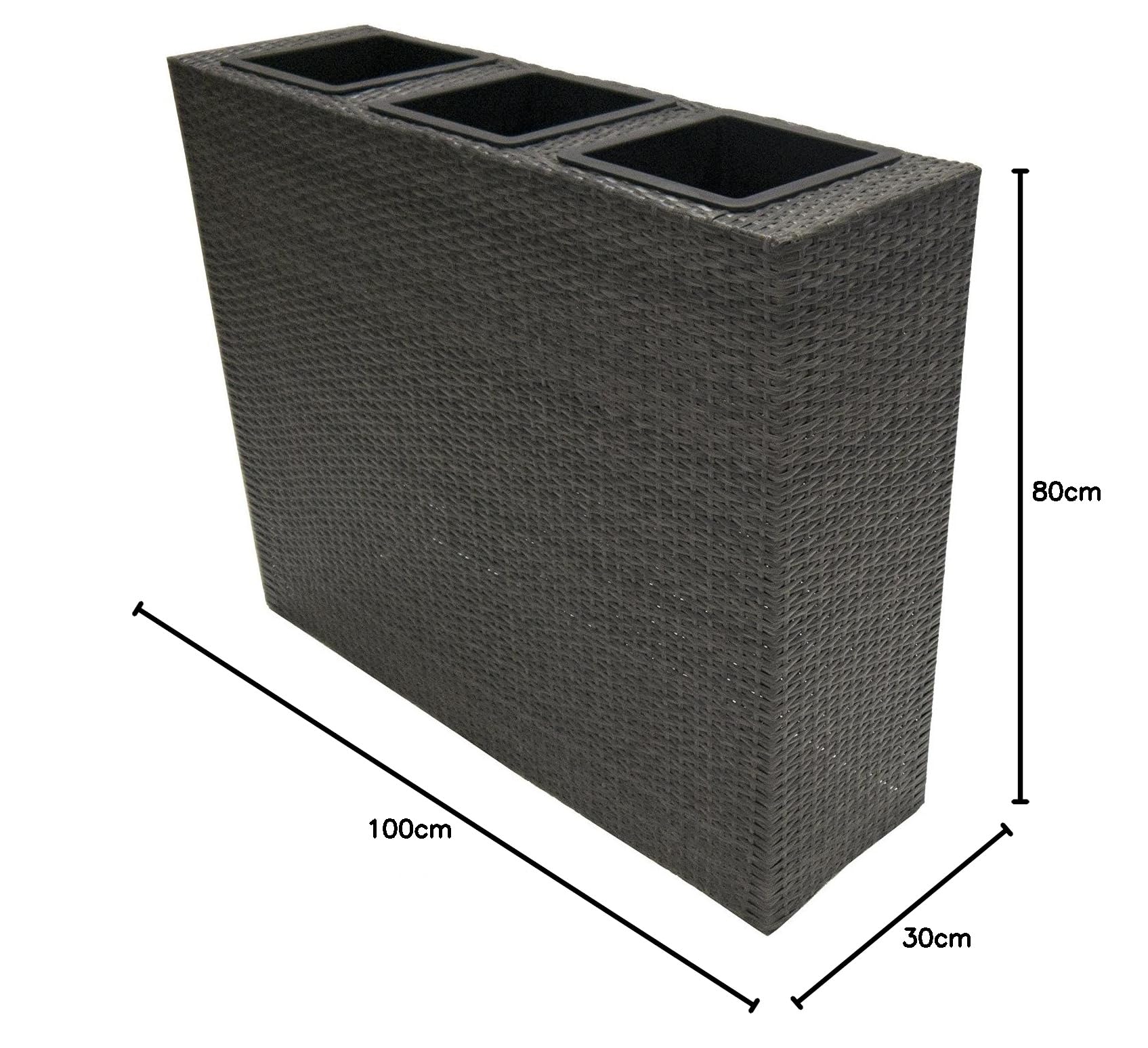 CB Home & Style Raumteiler XXL Bicolour Blumentopf Pflanzkübel Rattan Grau 100x80x30cm