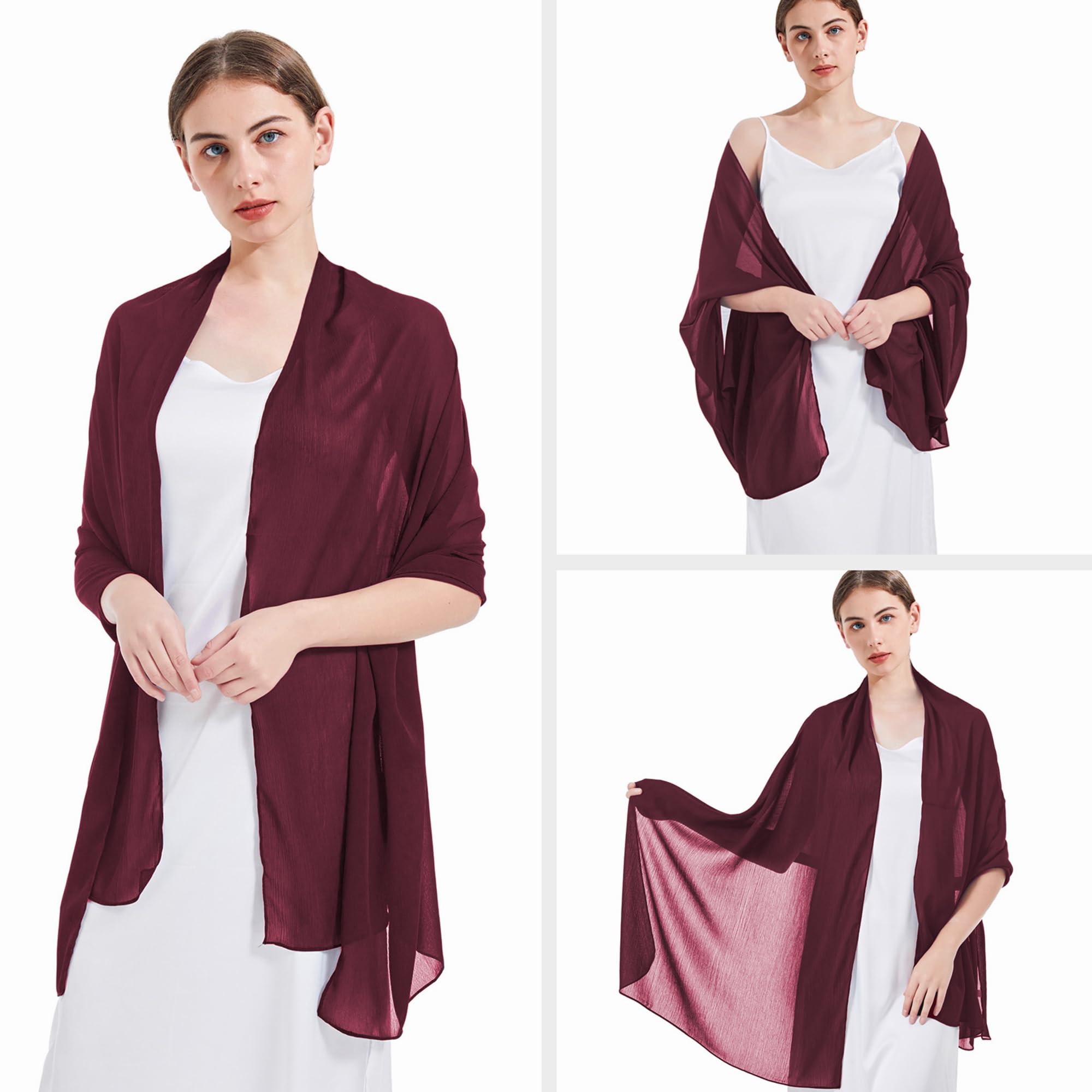 Chiffon Stola für Damen - Elegantes Schultertuch für Abendkleider - Leichter & Hauchzarter Schal für Hochzeit, Party & Festliche Anlässe