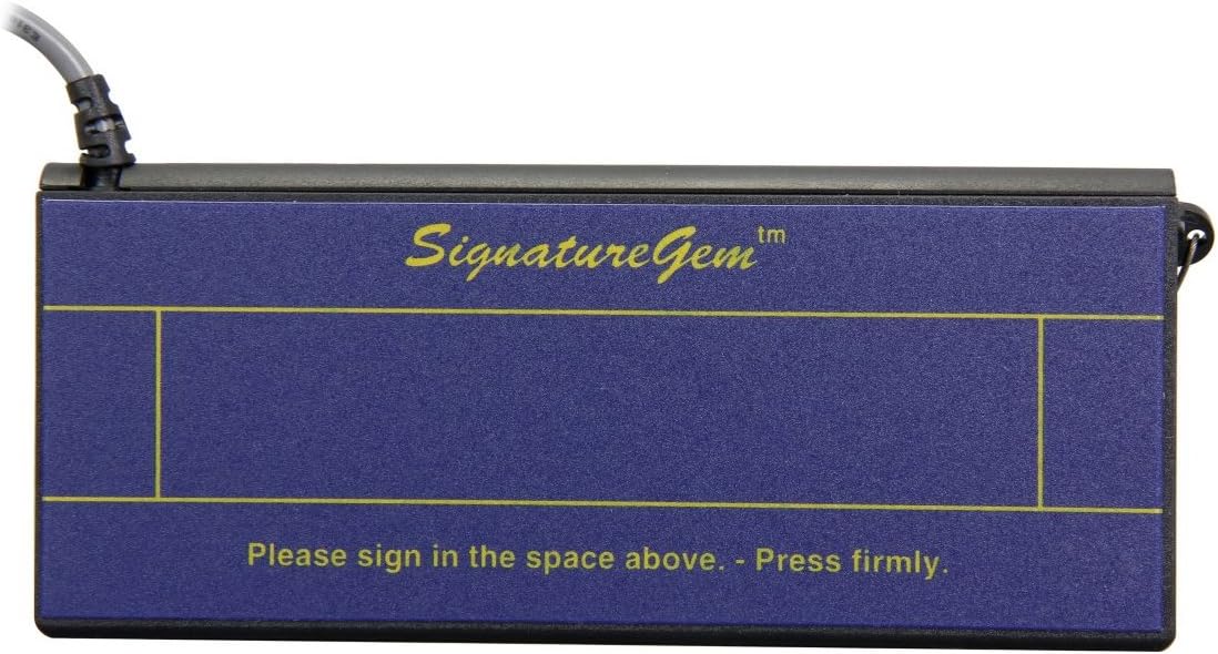 Pahareup-hareup view of the Topaz SignatureGem 1x5 signature pad surface