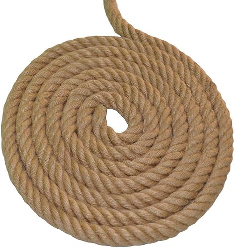 Miniatura 2 de Cuerda de yute trenzado de manila (1 pulgada x 50 pies), cuerda de cáñamo gruesa natural para manualidades, náutico, barandilla, hamaca, decoración
