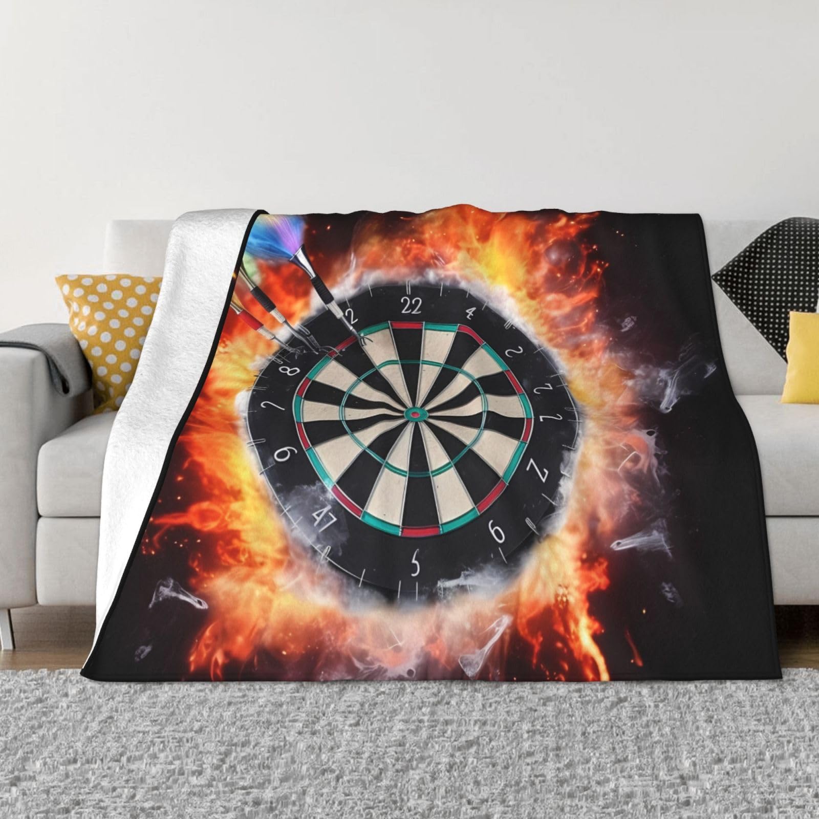 RLDOBOFE Throw Blanket Reversible Plush Blanket 60"x50" Dart Board Blankets Flannel Warm Cozy Throws for Sofa Farmhouse Decor Lightweight Throw for Couch Bed All Seasons