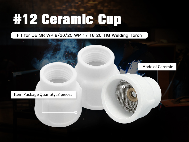 VCFDZCFD #12 Ceramic Cup White TIG Welding Cup fit Torch WP 9/20