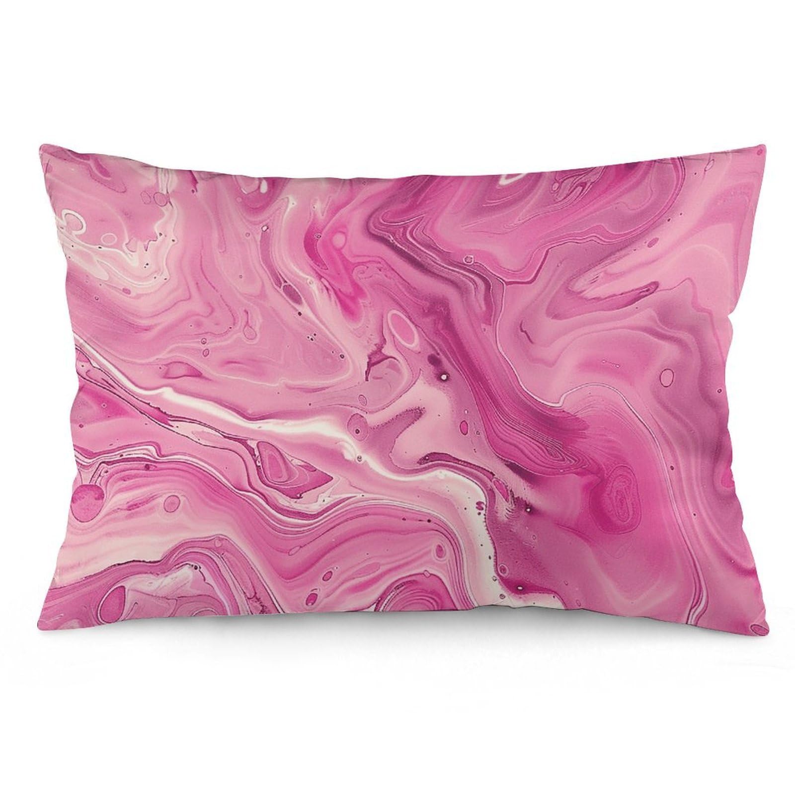 2 Pack Pillow Cases for Hair and Skin, Soft Breathable Pillow Case Covers with Hidden Zipper, Peach and White Marble Pillowcase 16 "x24 Pillow Covers for Sleeping Gift