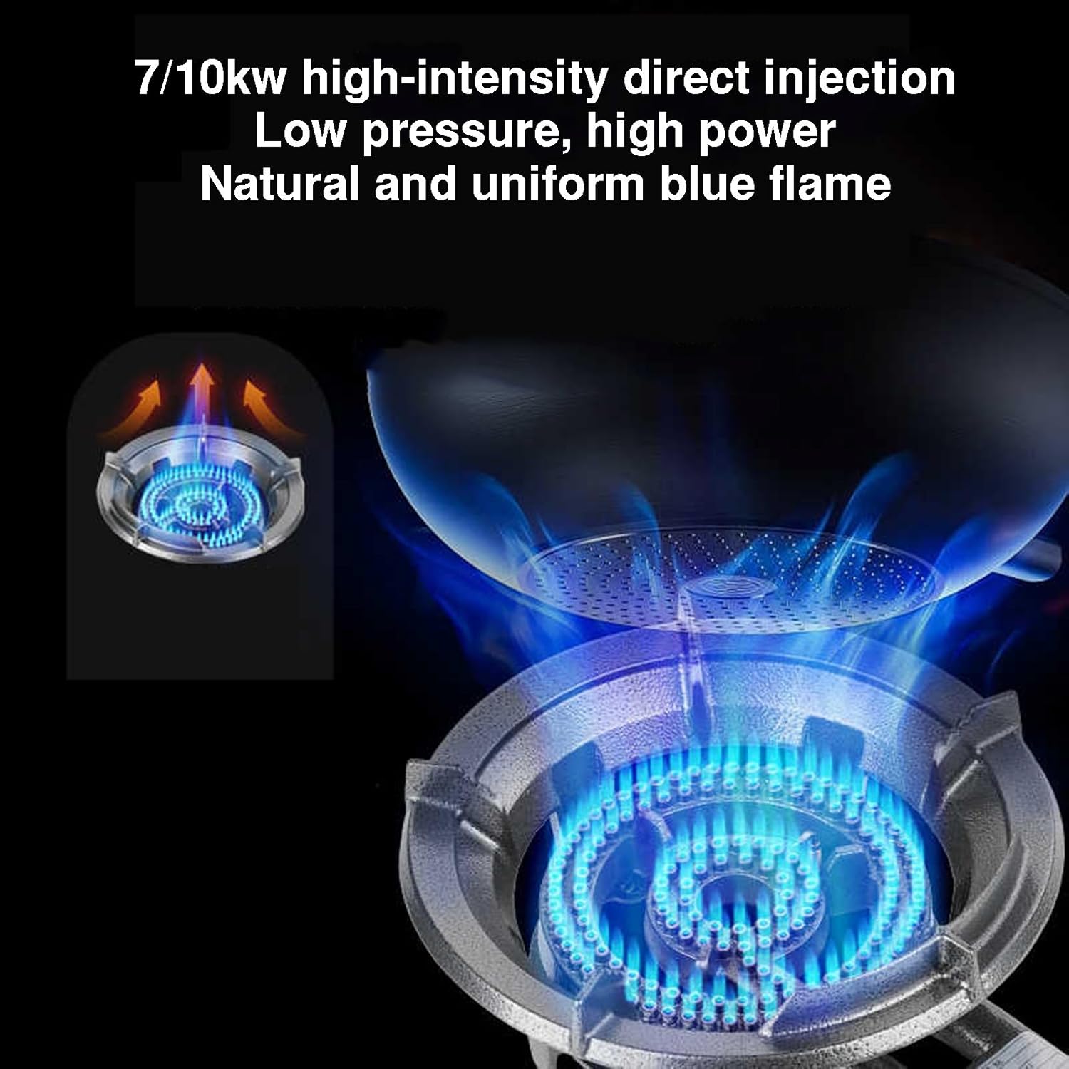 7/10KW Portable Gas Stove,Double Fire Ring High-Output Wok Burner,Heavy-duty LPG/Natural Countertop,with Flame Failure Protection,for Home Commercial Use(Lpg,10kw)