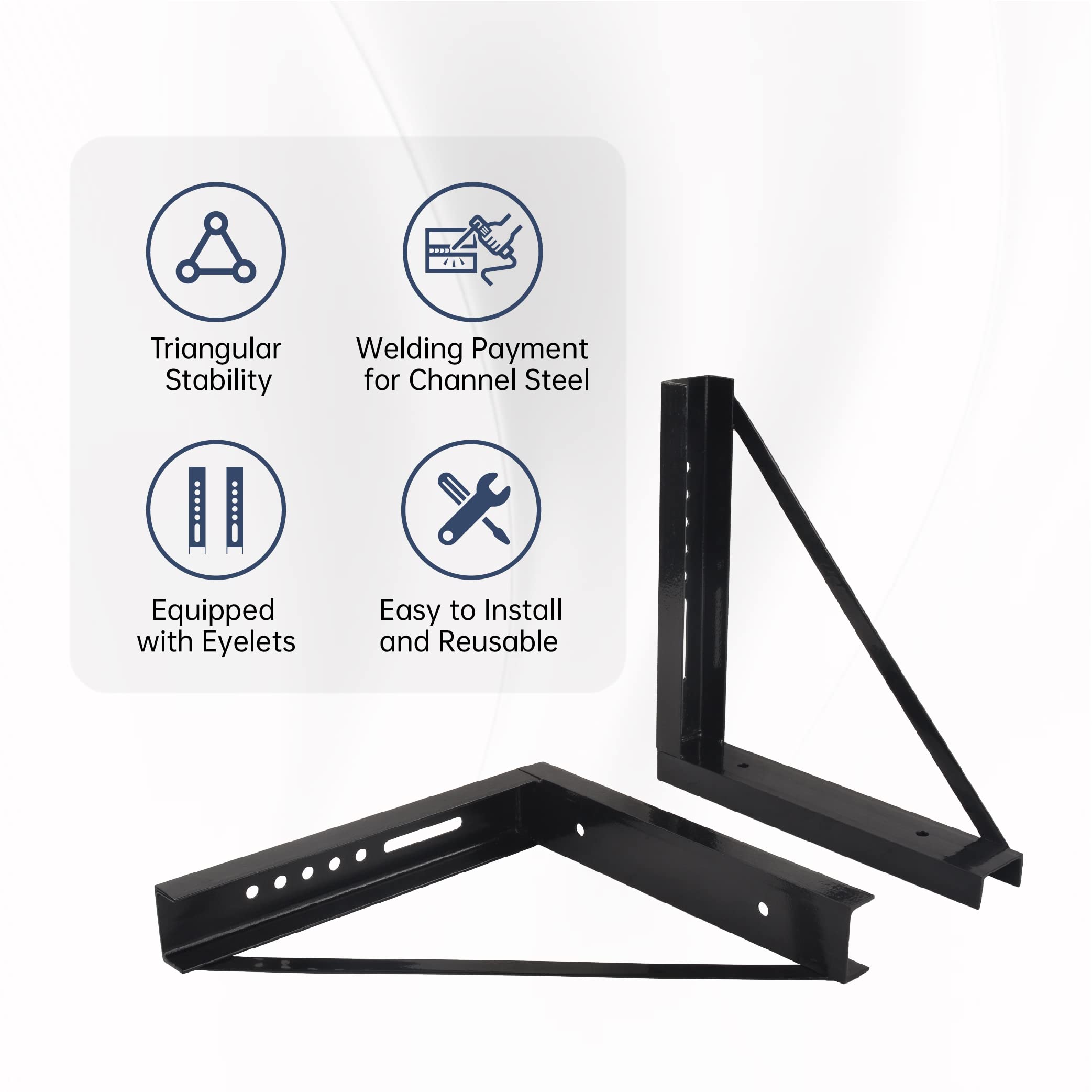 GESEXI 18’’x18’’ Bolted Steel Mounting Brackets for Trailer Tool Box, Set of 2- Black