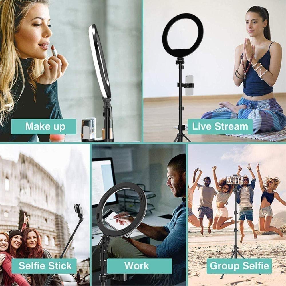 8 "Selfie Ring Light with Treppied Stand & Phone Holder for Live Stream/Trucco, Dimmable LED Camera Rifono di Bellezza per Youtube Tiktok/Fotografia Compatibile con Il Cellulare