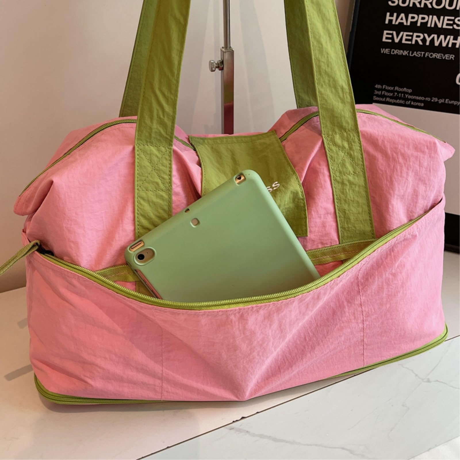 HJDMO - Borsone da viaggio pieghevole da 20 l, espandibile + 7 cm, in tessuto Oxford, con scomparto per asciutto bagnato, trasporto a mano e borsa a tracolla per weekend gite, fitness, uso quotidiano