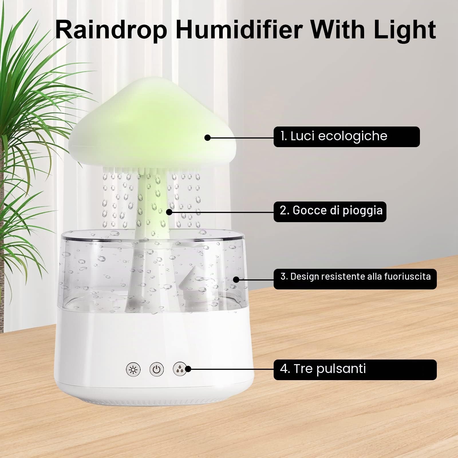 MIFXIN Raining Cloud Luce notturna Aromaterapia Diffusore di oli essenziali con 7 colori luci LED Micro Umidificatore Scrivania Fontana Comodino (bianco)