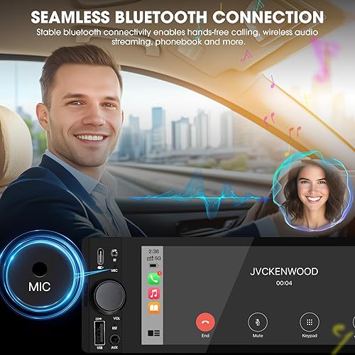 Miniatura 4 de Estéreo de coche Bluetooth de un solo din audio digital multimedia sin mecánico para automóvil, reproductor MP3 con doble USBSDAUX-IN FMAM, receptor