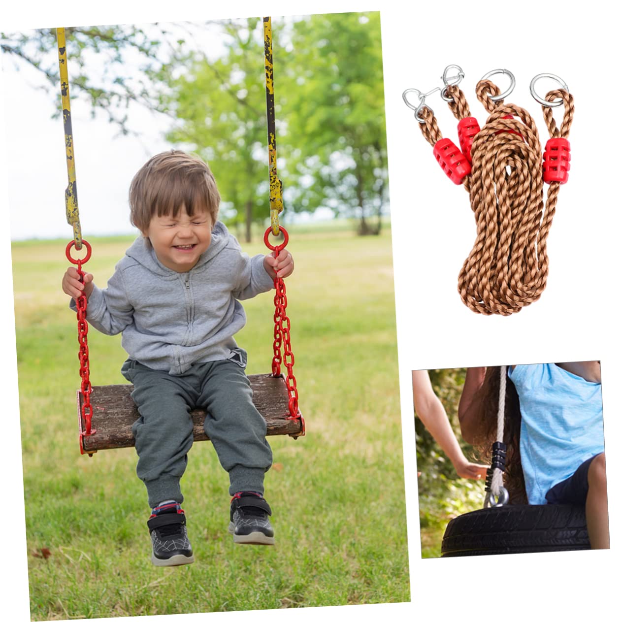 6pezzi Pz Cinghie Regolabili per Altalena da Giardino Nylon Kit di Fissaggio Esterno per Altalene e Amache Colore Casual